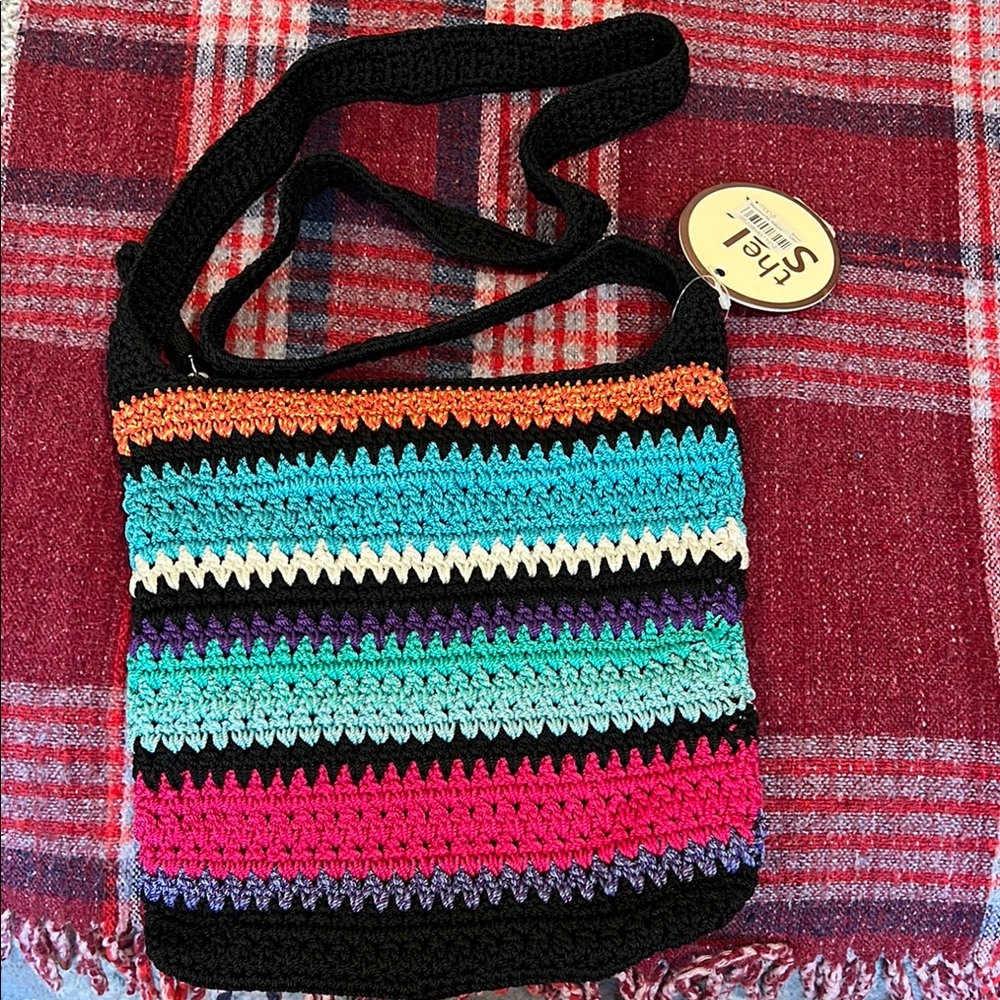 The Sak Black and Pink Hobo Bag with Bohemian Charm
